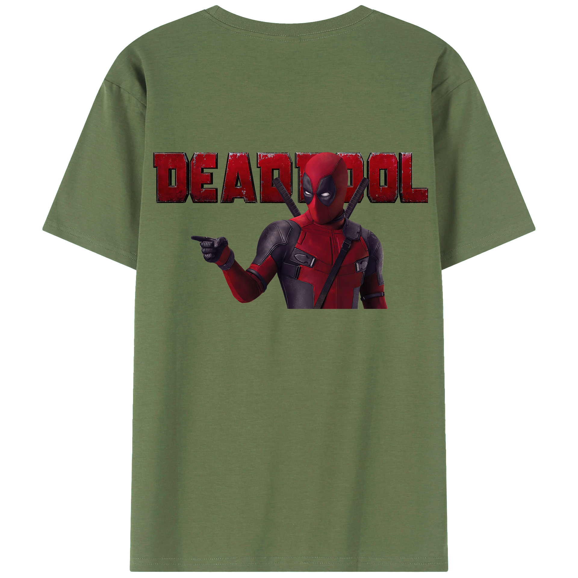 （画像用） Deadpool デッドプール 綿100％ メンズ半袖Tシャツ（バックプリント） 通気性